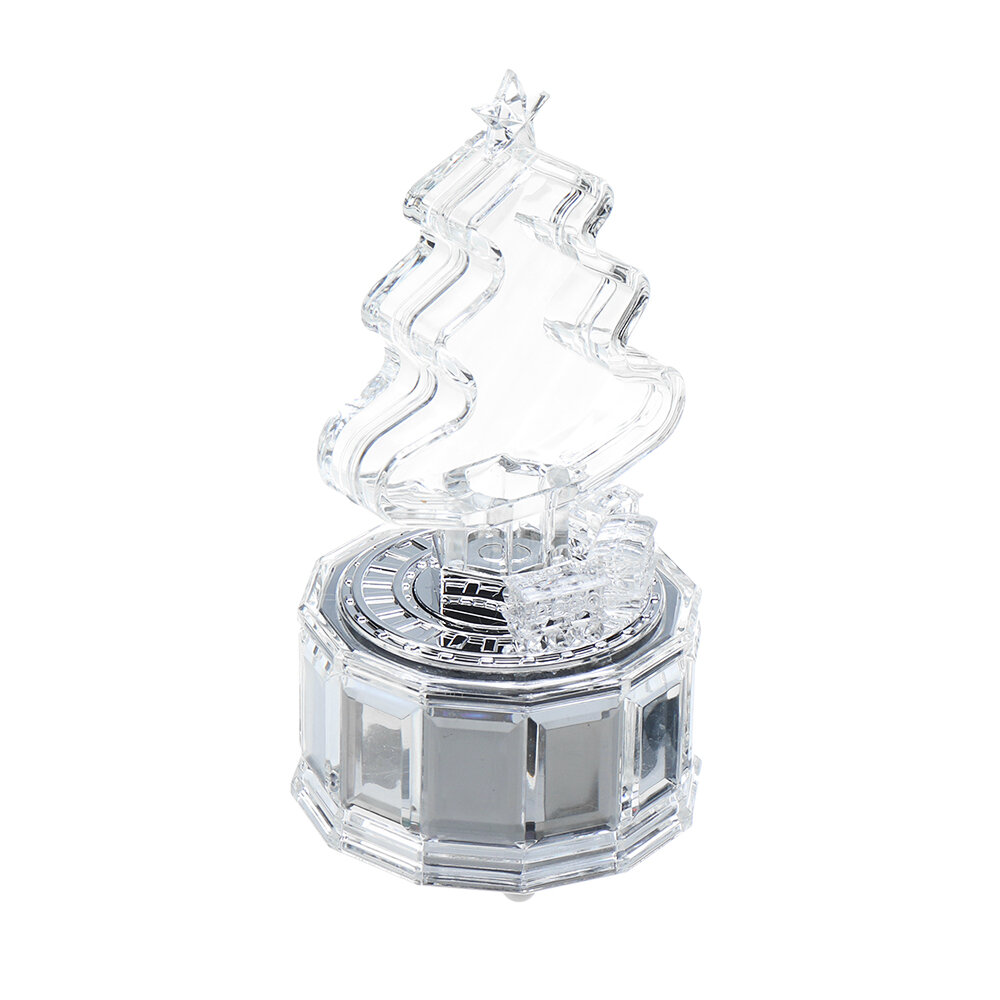 Christmas Tree Music Box with Lights Acrylic Crystal Texture Music Box Christmas Gifts Birthday Gifts